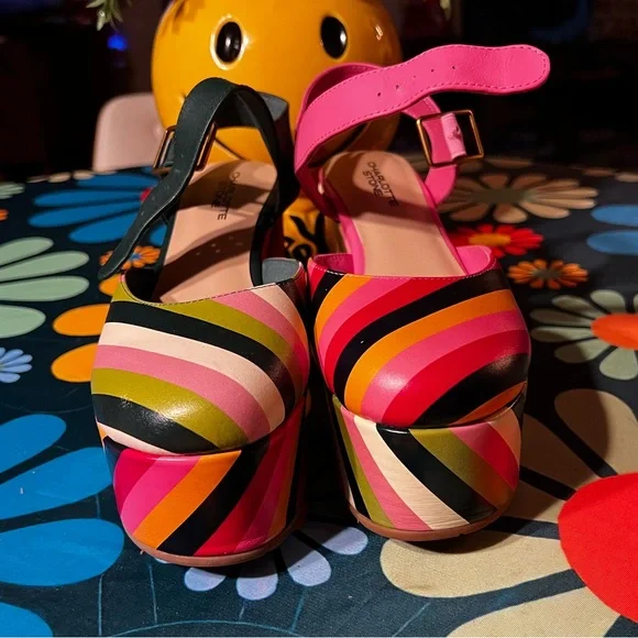 Charlotte Stone Multicolor Striped Platform Shoes - Picture 1 of 7